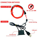 1M/2M/3M/5M Car Reading Door Interior Lighting LED Strip Decoration Garland Wire Rope Tube Line Flexible Neon Light With USB Dri
