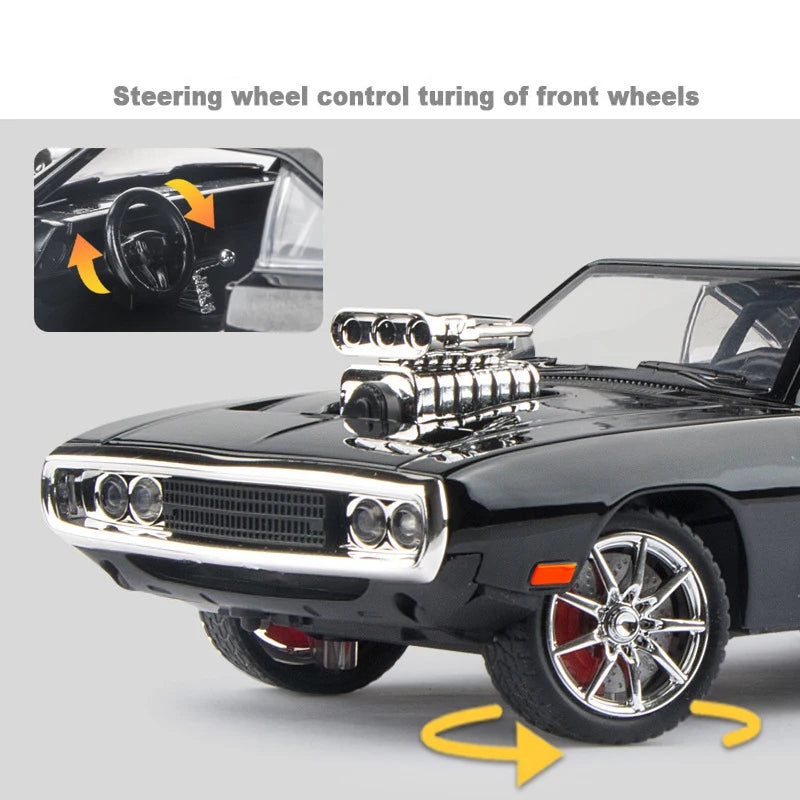 1:24 Dodge Charger 1970 Fast & Furious Alloy Car Diecasts & Toy Vehicles Car Model Sound and light Car Toys For Kids Gifts