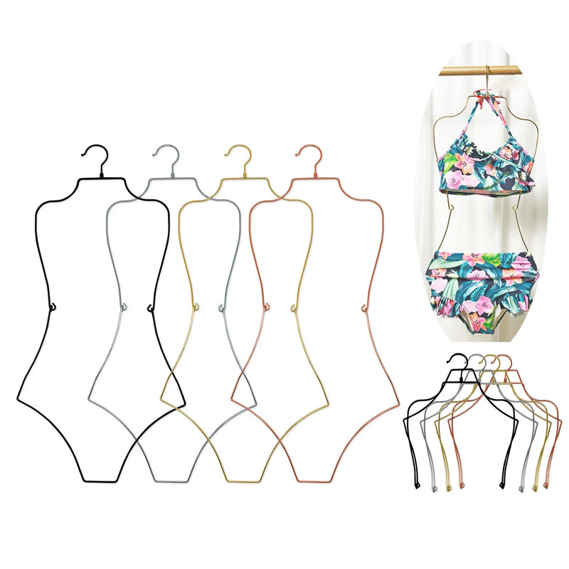 Swimsuit Hanger Metal Wire Body Shape Bikini Hanger Foldable Lingerie Storage Hanging Rack for Wardrobe Show Window Boutiques