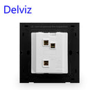 Delviz 16A wall light switch, grey crystal glass panel, Lamp push button switch controller, 1gang 2ways UK Standard Power Switch
