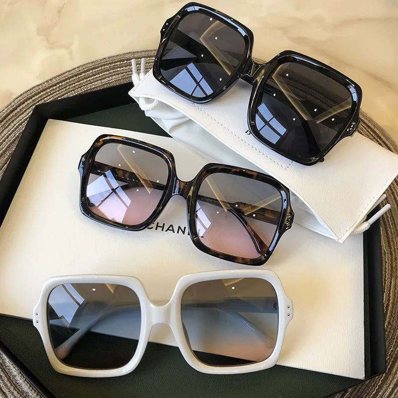 Sunglasses Women Vintage Oversize Square Luxury Brand Big Frame Women Sun Glasses Black Fashion Gradient Female Glasses Oculos