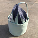 Personalized Seersucker Easter Basket with Gingham Floppy Bunny Ears, Embroidered Canvas Seersucker Easter Baskets for Kids Gift