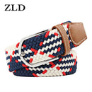 ZLD 60 Colors Female Casual Knitted Pin Buckle Men Belt Woven Canvas Elastic Expandable Braided Stretch Belts For Women Jeans