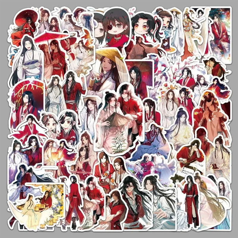 10/58Pcs Heaven Blessing Stickers Funny Anime Stickers Tian Guan Ci Fu Hua Cheng Xie Lian Cosplay Label Sticker Decoration Gift