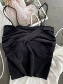 Heliar Women Pleated Strapy Camisoles Female Slim Crop Tops Knitted Sexy Tops For Women Cloth 2024 Summer