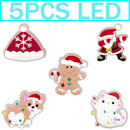 1-5PCS New Christmas LED Shoe Charms,Cute Santa Claus Cat & Dog Pin Accessories for Sandals,Shoe Clogs Buckle Christmas Gifts