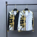 European Men's Spring And Autumn Long Sleeved Shirt, European And American Royal Court Style Retro Fashion Casual Print Lining