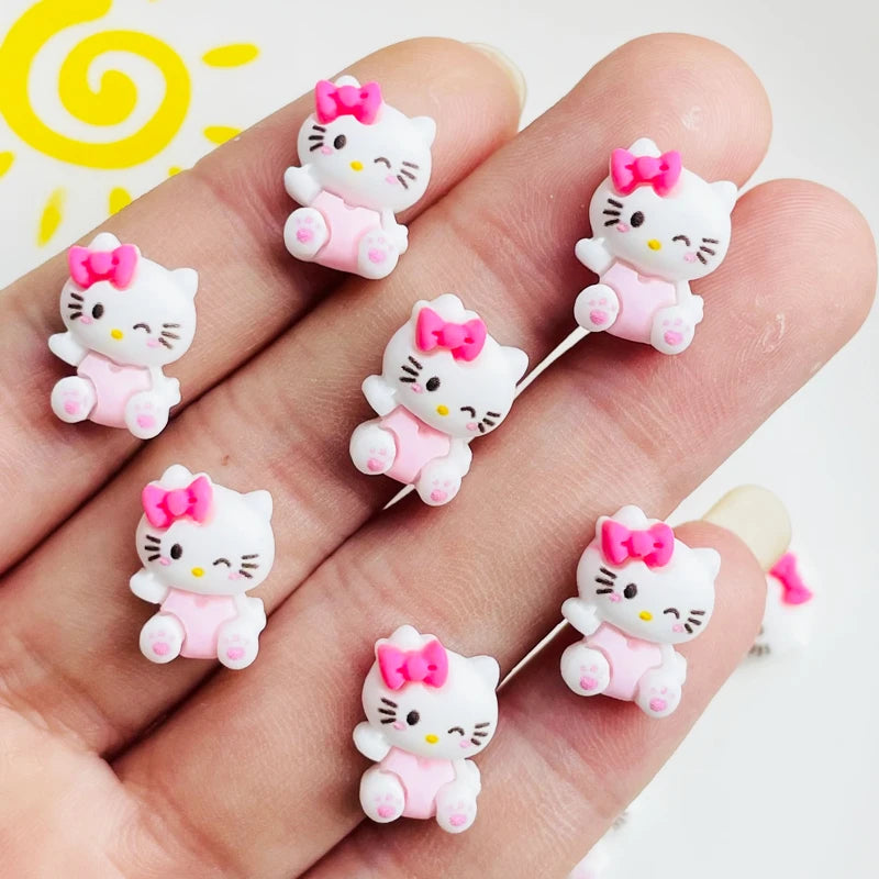 20 Pcs New Cute Cartoon Animal Kitten Resin Cabochon Scrapbooking DIY Jewelry Hairpin Craft Decoration Accessories