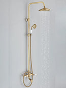 Retro Shower System Antique Brass Rainfall Shower With Handheld Shower Tub Spout For Bath Shower