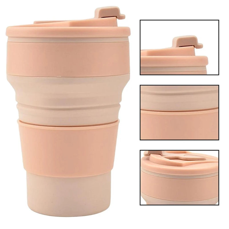 500ml Reusable Folding Silicone Foldable Bottle Cup Portable Collapsible Travel Cup Drinking Cups for Outdoor Camping