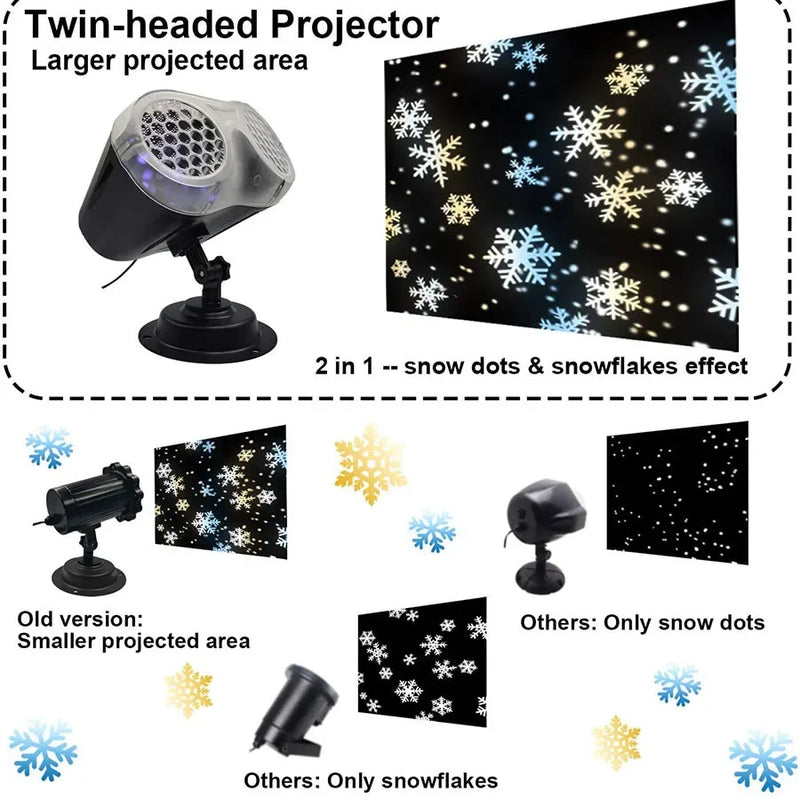 Christmas Snow Lights Projector 2024 Upgrade Binocular Dynamic Snowflakes LED Projector Lamp with Remote for Xmas Holiday Decor