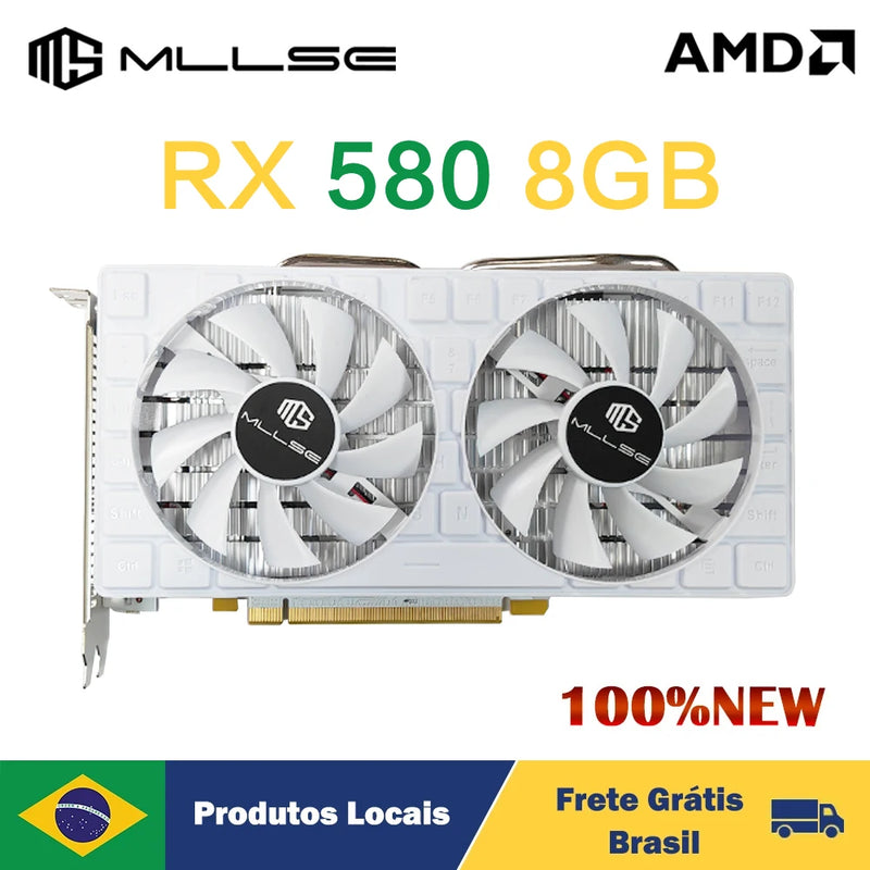 MLLSE AMD RX 580 8GB 2048SP 6Pin Placa De Video Gaming Graphics Card GDDR5 256Bit PCI Express 3.0 ×16 Radeon GPU rx580 8g