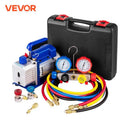 VEVOR Vacuum Pump 4.8CFM 1/4 HP Single Stage for HVAC Cooling 5PA Manifold Gauge Kit R410A R134A R22 Includes 4-Way Gauge&Hose