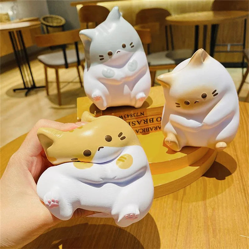 Kawaii Cat Stress Relief Squishy Toy PU Slow Rising Squeeze Antistress Ball Cartoon Table Ornaments Birthday Gift For Girls