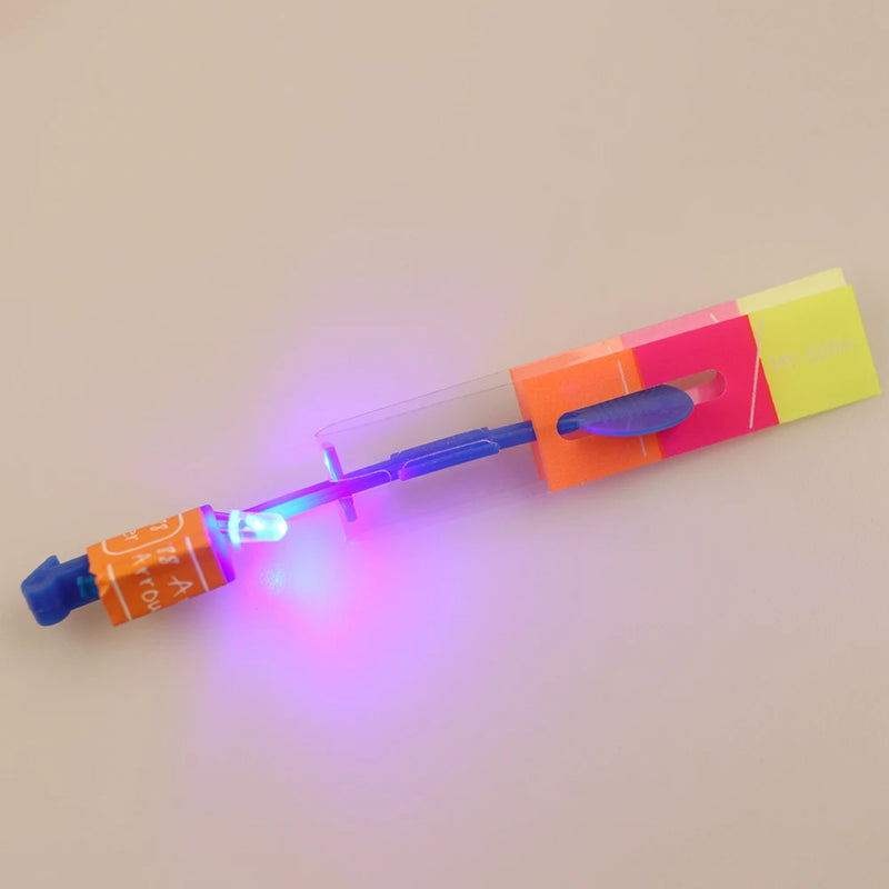100-10PCS Amazing Light Toy Arrow Rocket Helicopter Flying Toy LED Light  Luminous Slingshot Toys Rubber Band Catapult Fun Party
