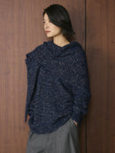 Winter new Korean style fashionable mixed color plush knitted shawl style wool sweater loose warm top for women