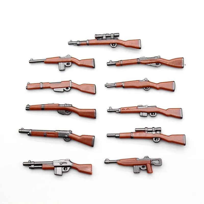 WWII Military Building Blocks Accessories Soldier Figures Weapons Box Rifle Submachine Gun AKM Shield Mini Brick Toy K003 Gift