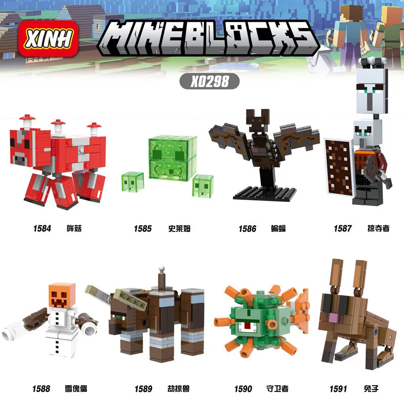 Minecraft Game Steve Creeper Pixel Characters Figures Assemble Toys Herobrine Garage Kit Model Hero Kids Toys Decoration Favor