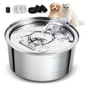 3.2L Large Capacity Dog Cat Water Dispenser with Quiet Pump Automatic Stainless Steel Cat Dog Water Fountain with Single Spout