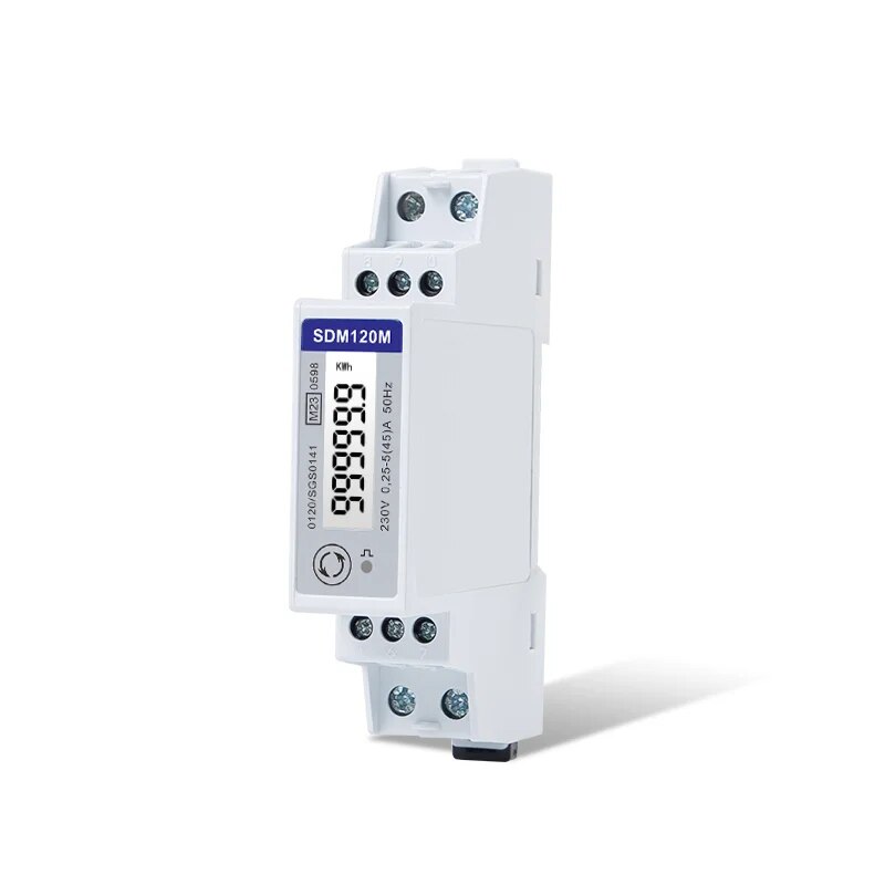SDM120M MID, 5(45)A 230V 50HZ/60HZ, Single Phase Two Wire Din Rail Energy Meter, with RS485 Modbus and Pulse Output MID version