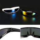 Futuristische schmale Zyklopen-Visier-Sonnenbrille Laser-Brille UV400 Persönlichkeit verspiegelte Gläser Kostüm-Brille