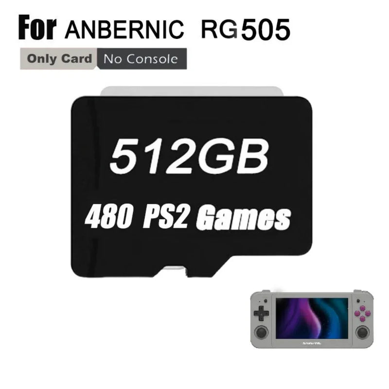 ANBERNIC RG505 Memory Cards Sd Card PS2 Preloaded Game 3ds Gamecube TF Card Video Game Consoles 512G PSP PS1 GBC 70000GAMES