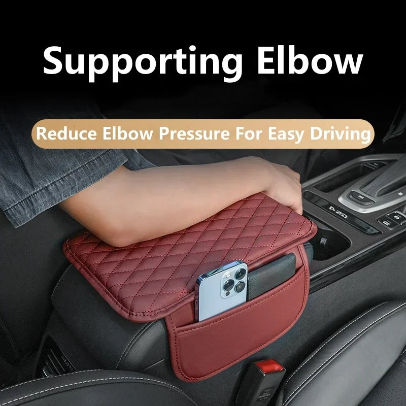 Car Center Console Protector Cover Armrest Box Cushion with Pocket Arm Rest Mat Elbow Support Storage Four seasons Universal