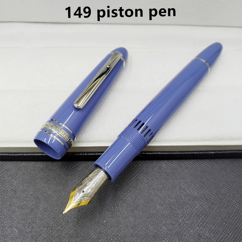 high quality Black / blue 149 piston MB Fountain pen Business office stationery luxury write Ink monte pens Gift