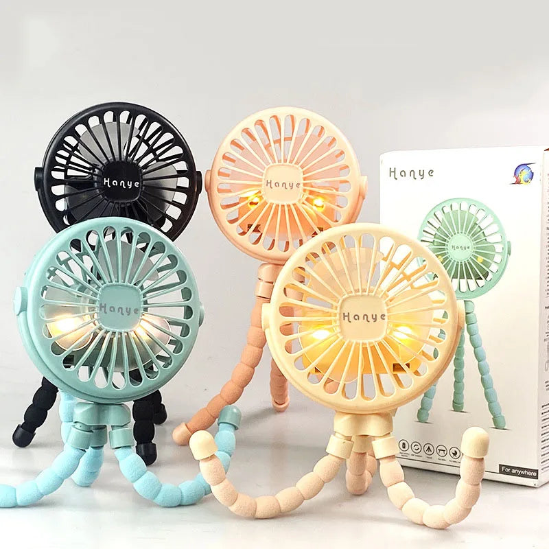 Baby Stroller Fan Hand Held Rechargeable USB Bladeless Small Folding Fans Mini Ventilator Silent Table Outdoor Cooler Neck Fan