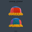 2024 New Korean-Japanese Hand Buckle Crochet Bucket Hat Spring and Autumn Winter Sun Hat Female Cherry Designer Bob Basin Hat