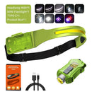 COB LED Sensor Headlamp USB Rechargeable Flashlight Built-in 1200 MAh Battery  5 Lighting Modes Torch Outdoor Camping Lantern