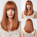 HENRY MARGU Blonde Silky Straight Synthetic Wigs with Bangs Medium Long Natural Platinum Wig for Women Cosplay Heat Resistant