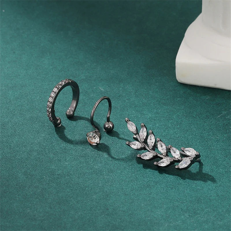 Bohemian NO Piercing Crystal Rhinestone Ear Cuff Wrap Stud Clip Earrings For Women Girl Trendy Earrings Jewelry Bijoux