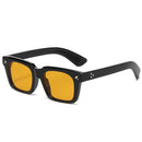 SO&EI Vintage Square Men Sunglasses Fashion Yellow Blue Shades UV400 Women Trending Rivets Punk Sun Glasses