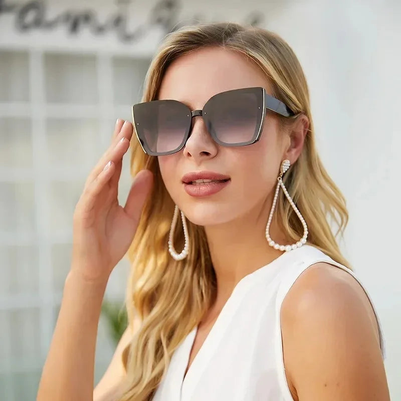 Oversized Cat Eye Sunglasses Women 2022 Luxury Brand Fashion Large Frame Square Sun Glasses for Men Retro Trendy Cateye Eyewear