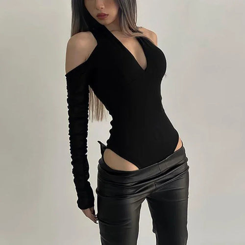 The Noir Halter | Backless Ruched Halter Top