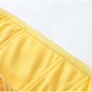 The Aurelian | Butter Yellow Mesh Strapless Pleated Evening Gown