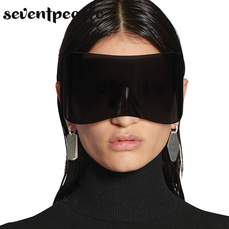 Mask Rectangle Sunglasses Women Men 2024 Luxury Brand Designer Punk Sun Glasses Steampunk Y2k Sunglass Oversized Shield Goggles