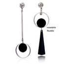 Neue asymmetrische schwarze Hängeohrringe für Damen, hohle Kristall-Tropfenohrringe, Rock, geometrische Statement-Ohrhänger, Aretes