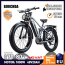 BURCHDA RX80 E-Bike 1000W Motor für Erwachsene 48V17.5AH Elektrofahrrad 26 Zoll 4.0 Fat Tires Schneefahrrad Mountainbike MTB OFF-Road