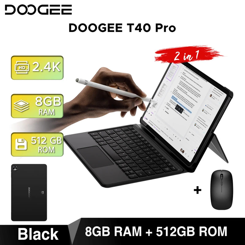 World Premiere DOOGEE T40 Pro Tablet 12" IPS 2.4K 20GB(8+12) 512GB Android 14 Helio G99 6nm 10800mAh 18W Charge 7.6mm ultra-thin