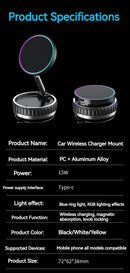 15W Portable K11 Vacuum Magnetic Charging Stand - Strong Suction & Multi-Angle Viewing for Car, Kitchen, Mirror & Fitness