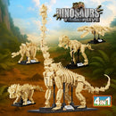 1225-teiliger 4-in-1-Jurassic-Dinosaurier-Skelett-Fossilien-Bausatz T-Rex Stegosaurus Triceratops Bausteine Spielzeug für Kinder Jungen Geschenk