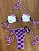 Lady's Cute Crochet Bikini Set 2 Pieces Bathing Suit Sexy Micro Bikinis 2024 Ties Swimsuit Thong Swimwear Women Swimming Suit