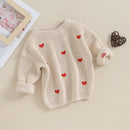 2023-10-12 Lioraitiin 0-18M Baby Mädchen Strickpullover mit Liebesherz-Stickerei Sweatshirt Pullover Tops Kleinkind Valentinstag Kleidung