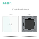 BSEED 1/2/3Gang Touch Switches 1/2/3Way Function Parts Type-c USB Wall French Sockets Crystal Glass Panels DIY Free Combination