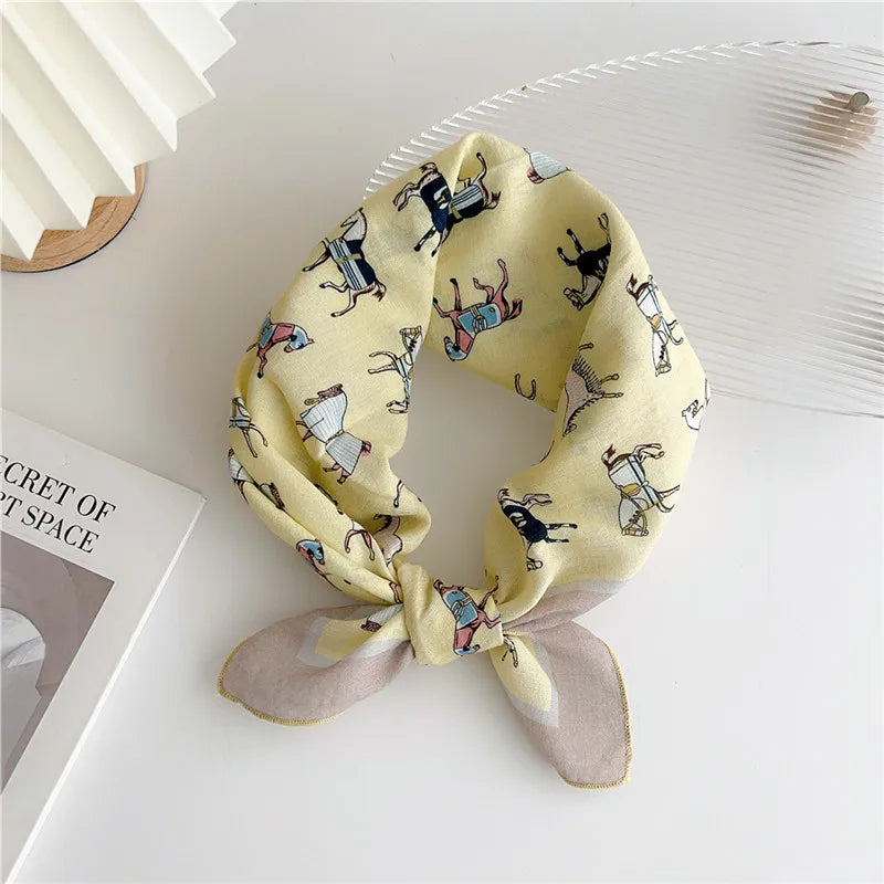 Approx 55cm Cotton Linen Square Scarf Neckerchief Spring Autumn Scarves Neck Scarf Turban Bandanas Headband Decoration for Women