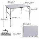90x60x67cm Aluminium Camping Table, Portable Folding Table Small Picnic Table Laptop Desk TV Dinner Bed Home Office, White