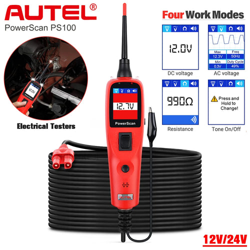 Autel PowerScan PS100 12V 24V Elektrisches System Auto-Stromkreistester Power Probe BMS Kurzschluss-Unterbrechungssucher Kfz-Reparaturdiagnosetools