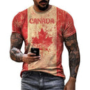 Retro Canada Flag T-shirt 3D Printed Street Maple Leaf Pattern Short Sleeve T Shirts Fashion Trend 2025 Spring New Tee Top